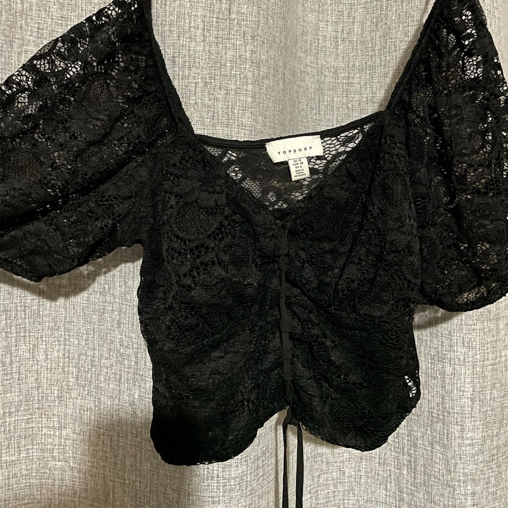 Black lace crop top